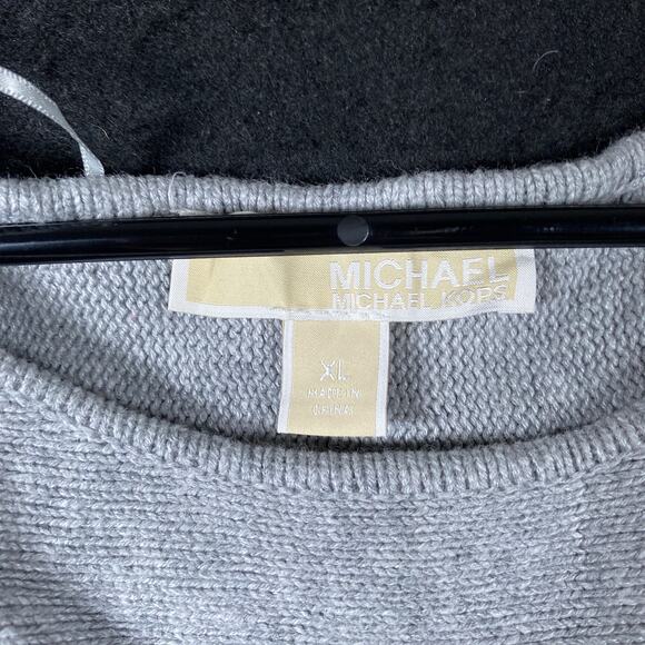 Michael Kors Womens Sweater Gray Long Sleeve High Low Nylon Blend XL - Picture 4 of 11